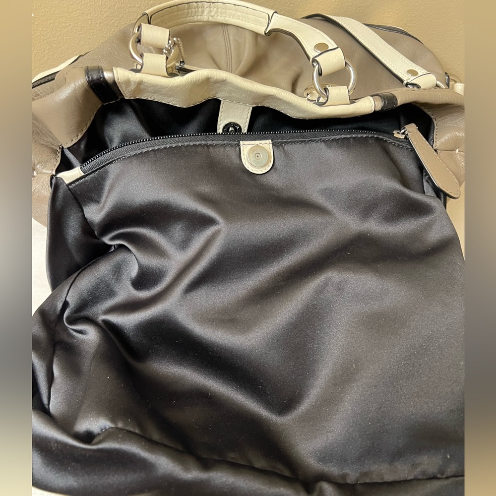 Coach Ashley Taupe and Cream Leather Shoulder Bag - Picture 4 of 14